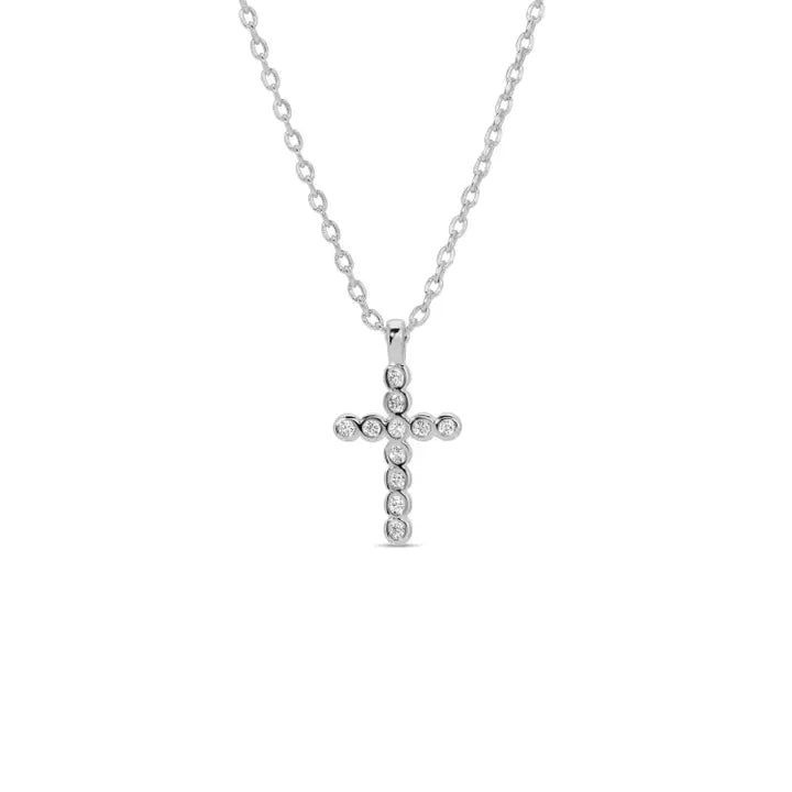 Delicate Cz Cross Pendant Silver