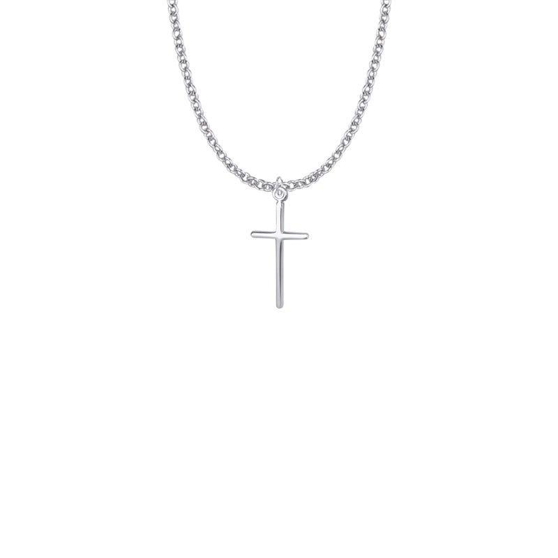 Sterling Silver Stick Cross Necklace