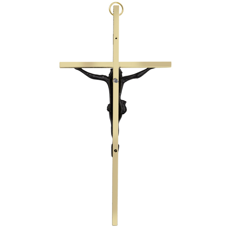 8 Inch Engraved Brass Wall Crucifix
