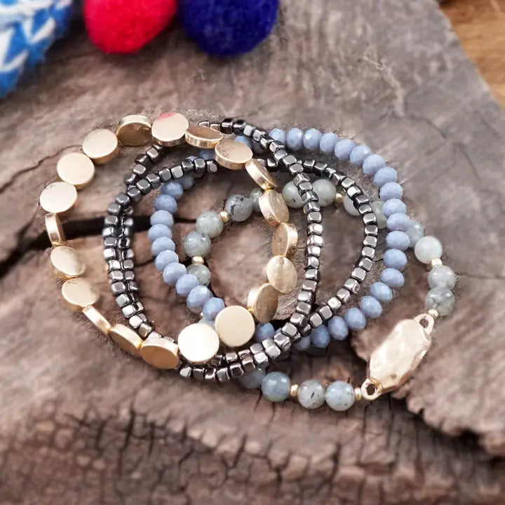 5 Piece Boho Beaded Bracelets Stack