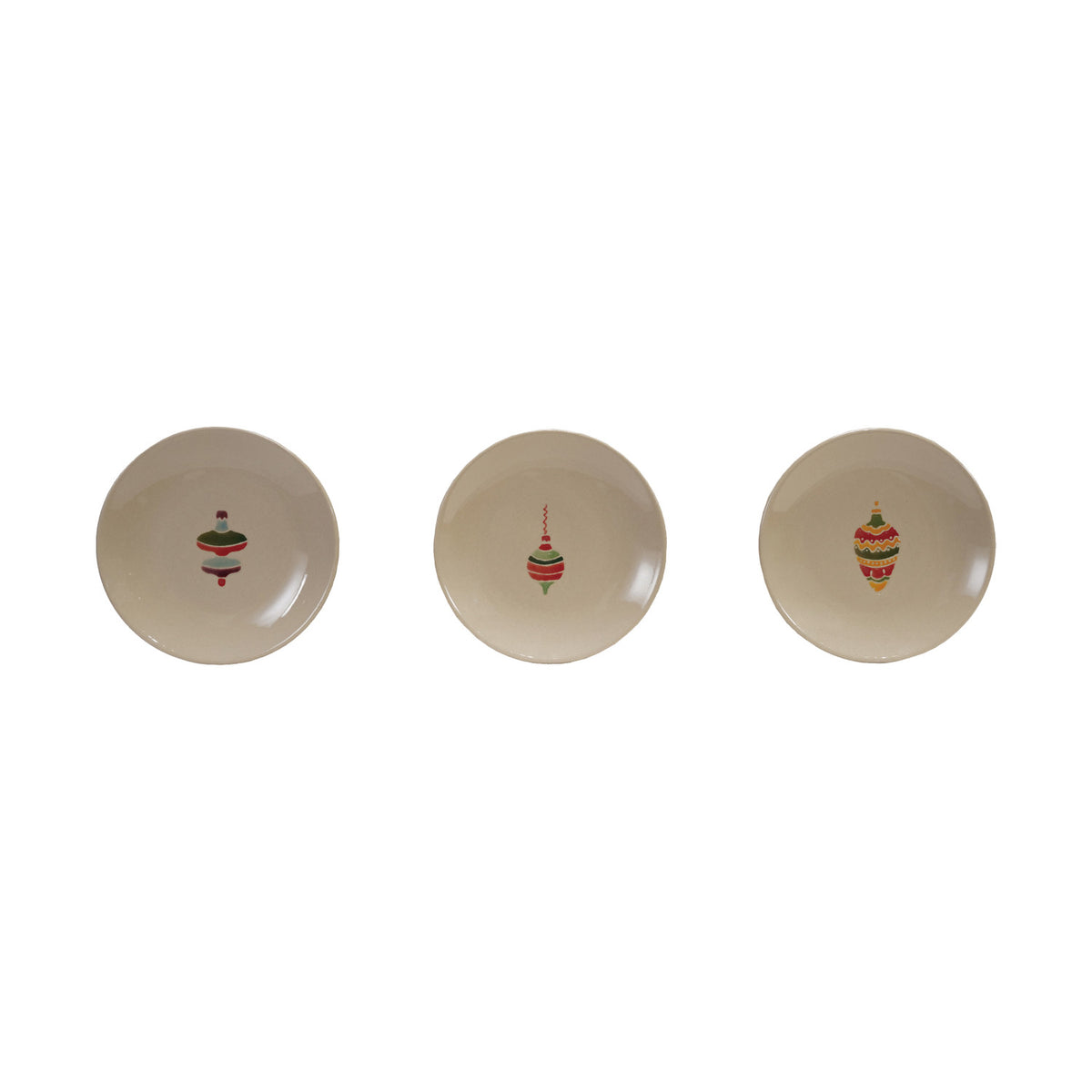 Hand-Painted Stoneware Plate with Wax Relief Image, 3 Styles