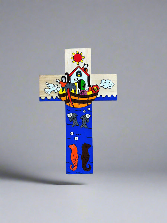 Hand painted cross- Noah's Ark