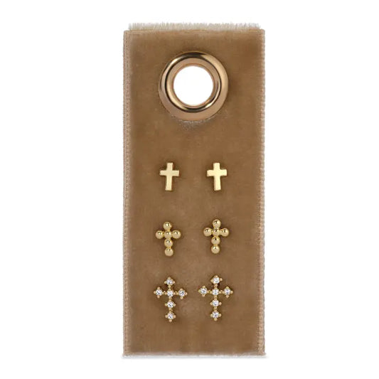 Multi Cross Velvet Set Gold