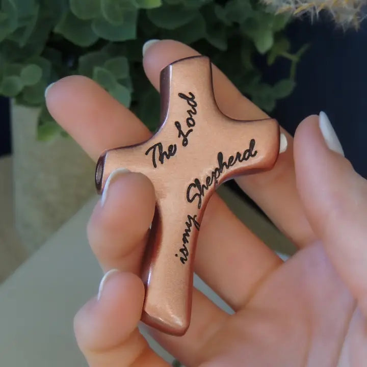 Lord Is My Shepherd Copper Palm Cross