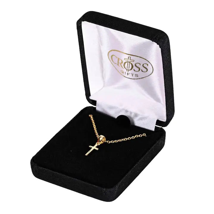 Mini Box Cross 9/16"L Gold Plate 18"