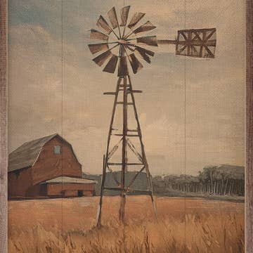 Windmill With Red Barn