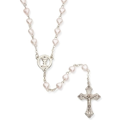 First Communion Pearl Heart Rosary