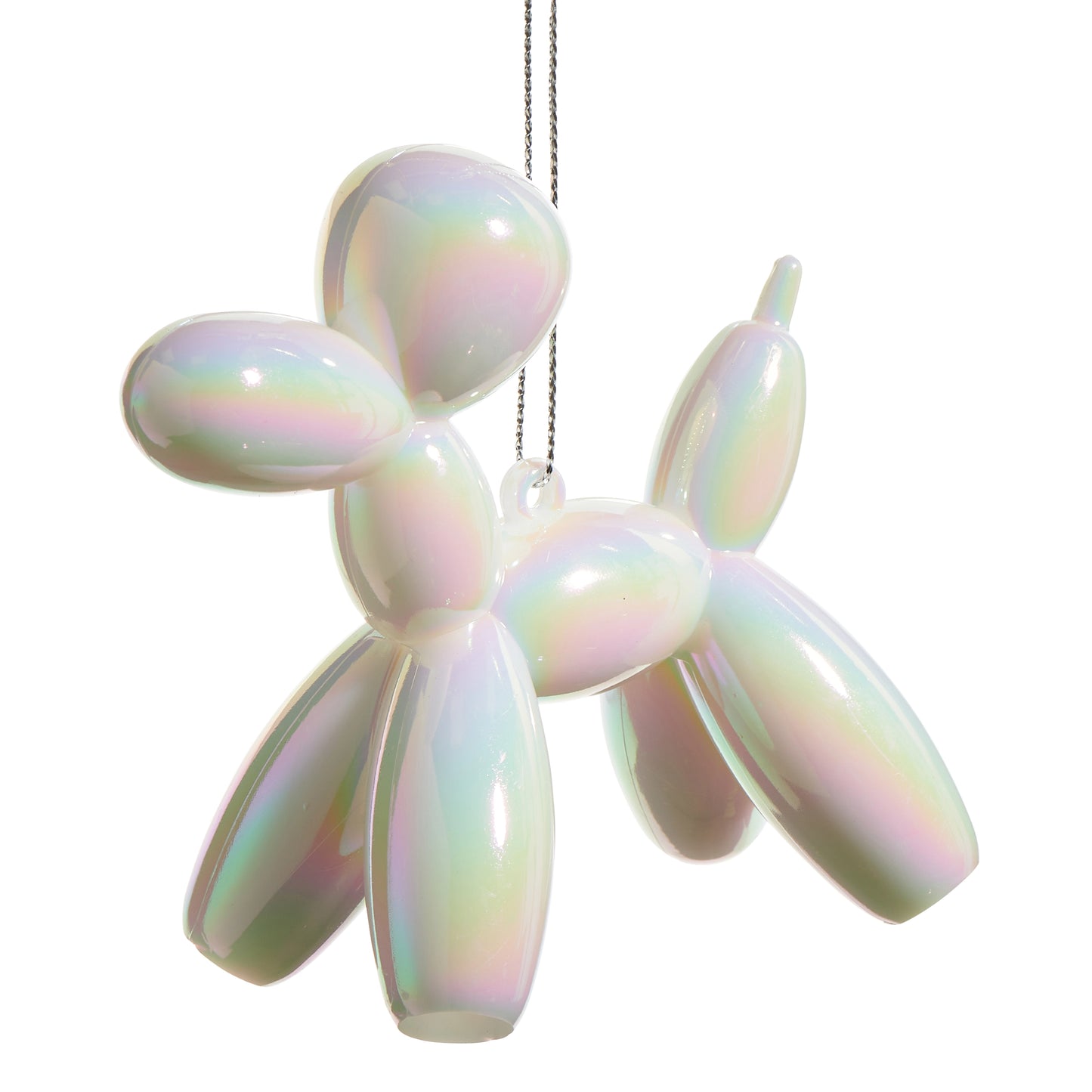 3.75" White Iridescent Balloon Dog Ornament
