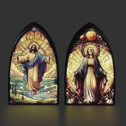 Jesus and Mary Stained Glass plaque