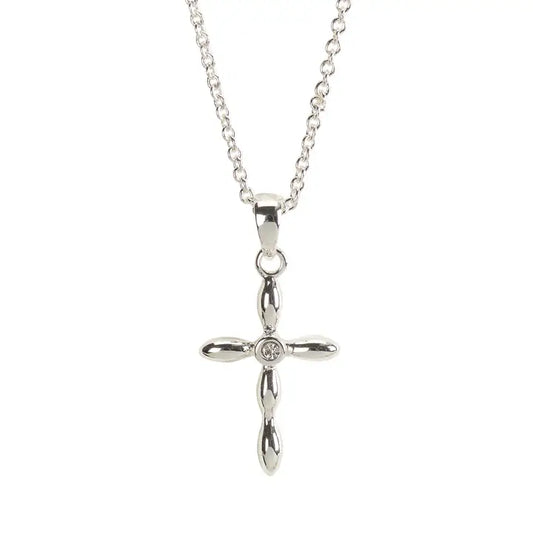 Petal Cross W/Crystal Necklace