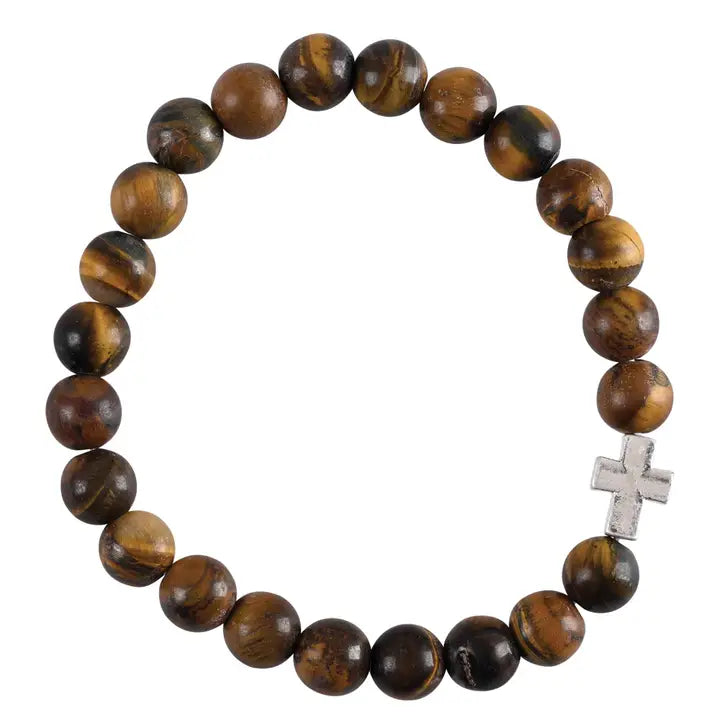 Bracelet Tiger Eye Brazilian Stone Cross