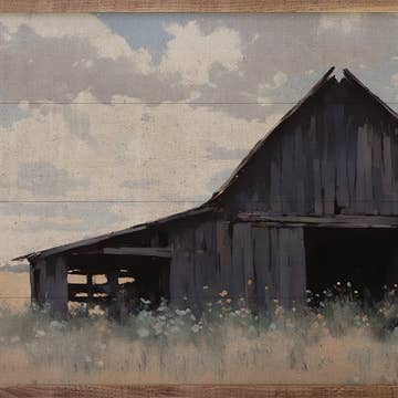 Black Barn In Field