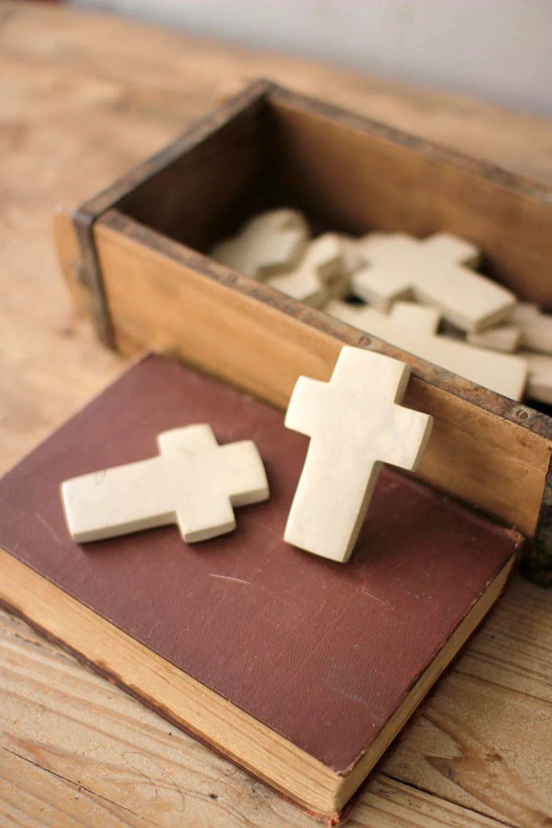 Carved Stone White Cross