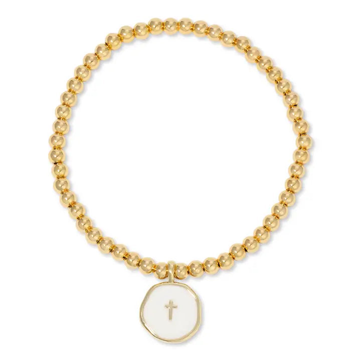 Tiny Cross Bracelet White