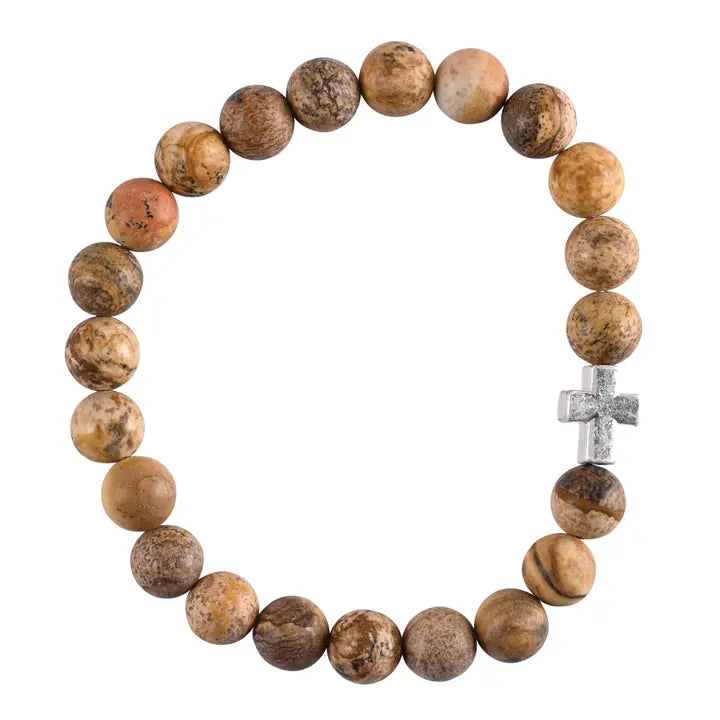 Bracelet Jasper Stone with Cross