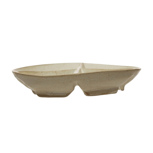 Stoneware Peace Sign Divided Dish with 4 Sections, Reactive Glaze