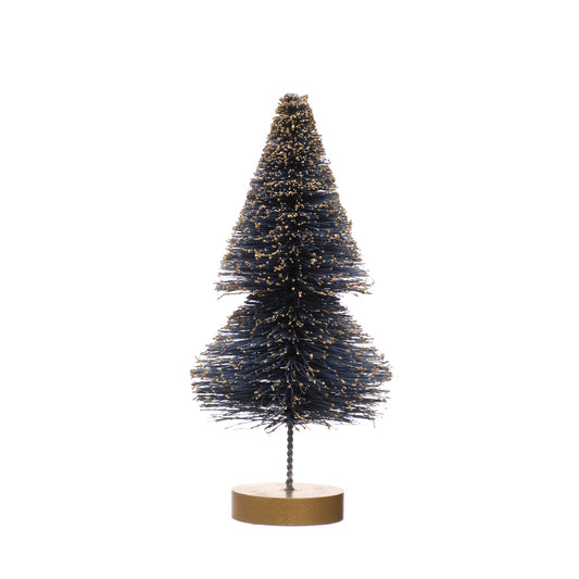 Blue Sisal Bottle Brush Tree w/ Gold Glitter