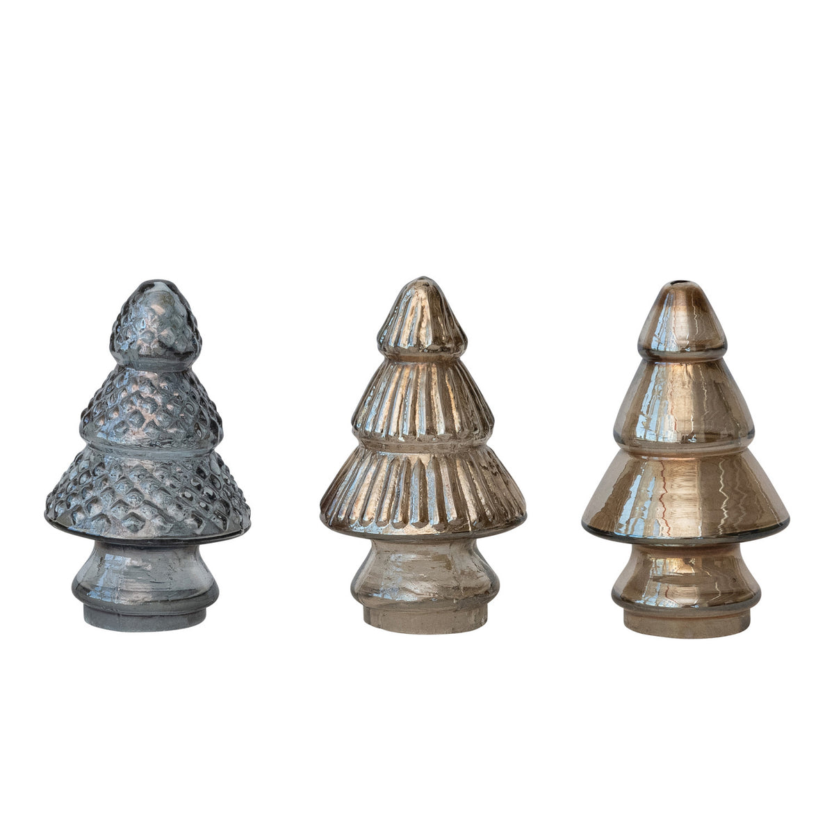 2-1/4" Round x 4"H Embossed Glass Tree, 3 Styles