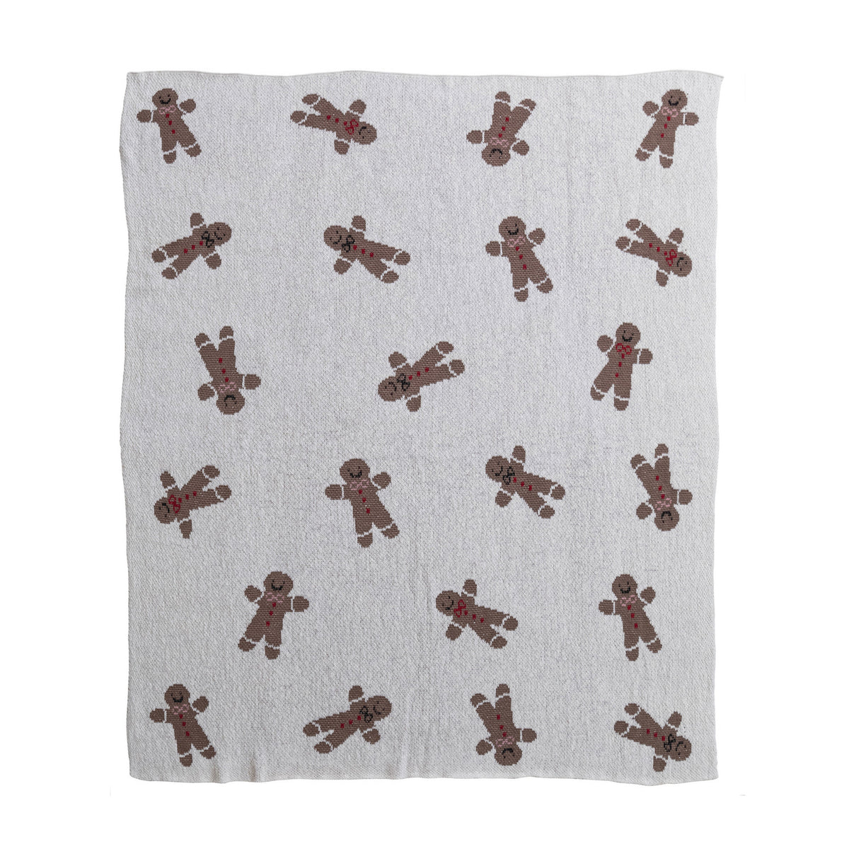 60"L x 50"W Cotton Knit Throw with Gingerbread Cookie Pattern
