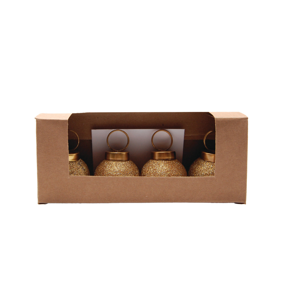 Glass Ball Ornament Card/Photo Holders with 12 Cards, Boxed Set of 4