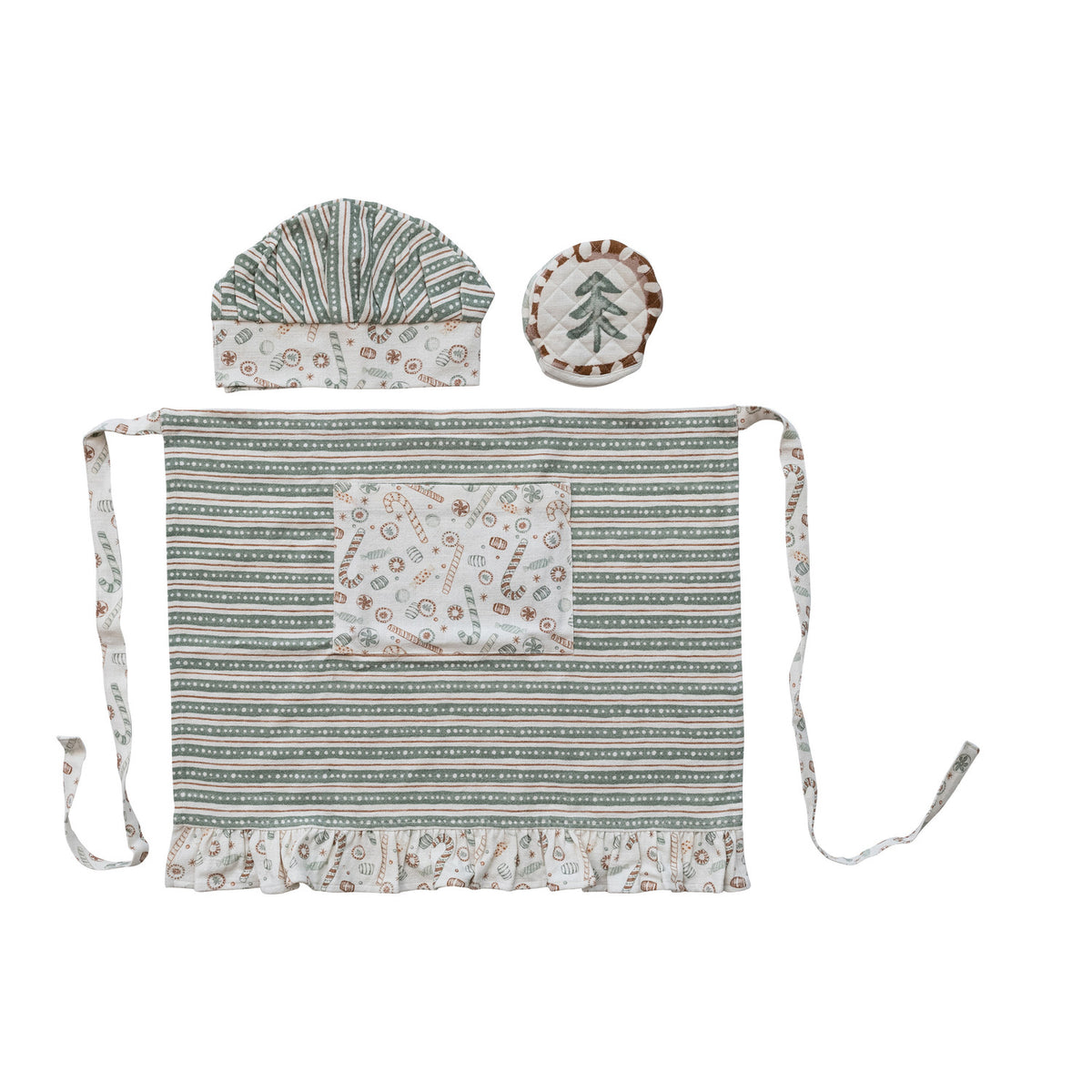 Child Ruffled Apron with Chef Hat & Oven Mitt, Set of 3 ©