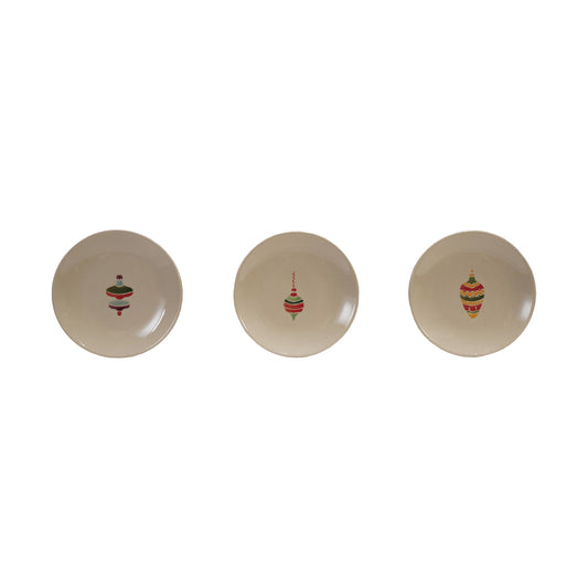 Hand-Painted Stoneware Plate with Wax Relief Image, 3 Styles